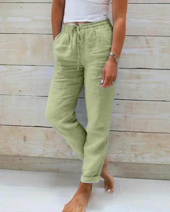 Hortensia | Pantalones de algodón y lino elásticos