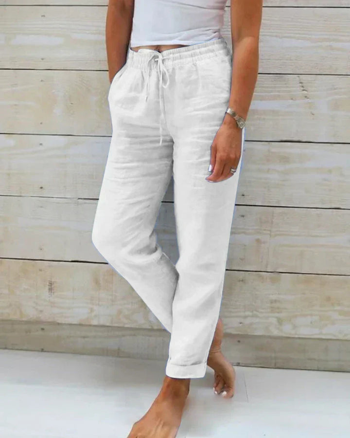 Hortensia | Pantalones de algodón y lino elásticos