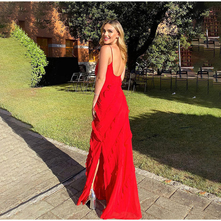 Elena | Elegante vestido largo con volantes