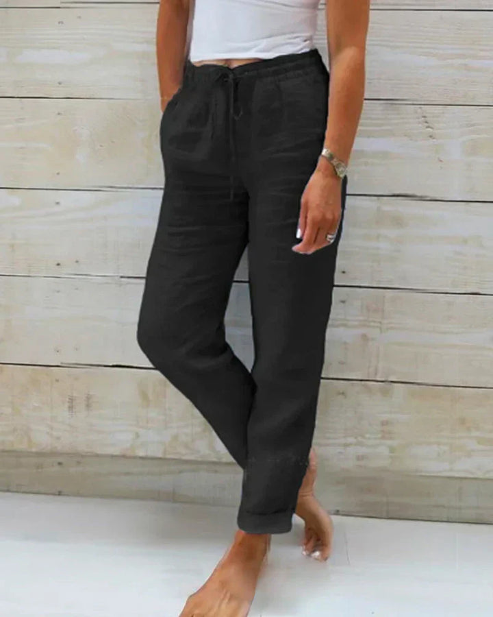 Hortensia | Pantalones de algodón y lino elásticos