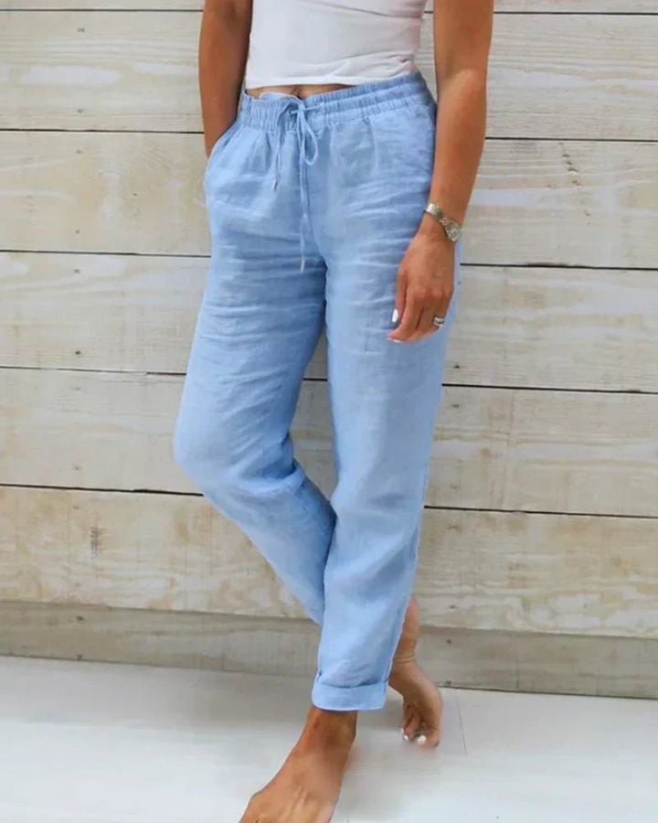 Hortensia | Pantalones de algodón y lino elásticos
