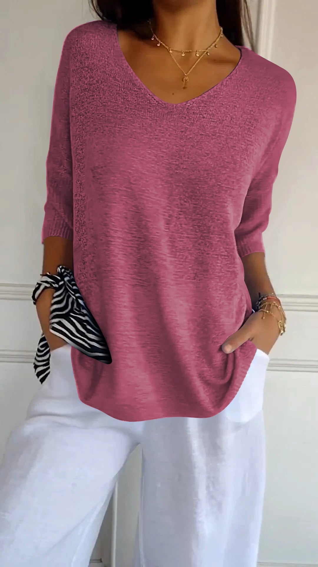 LUNA | Top de punto de color liso
