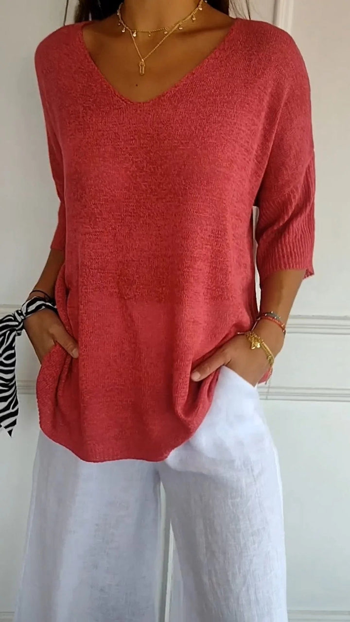 LUNA | Top de punto de color liso