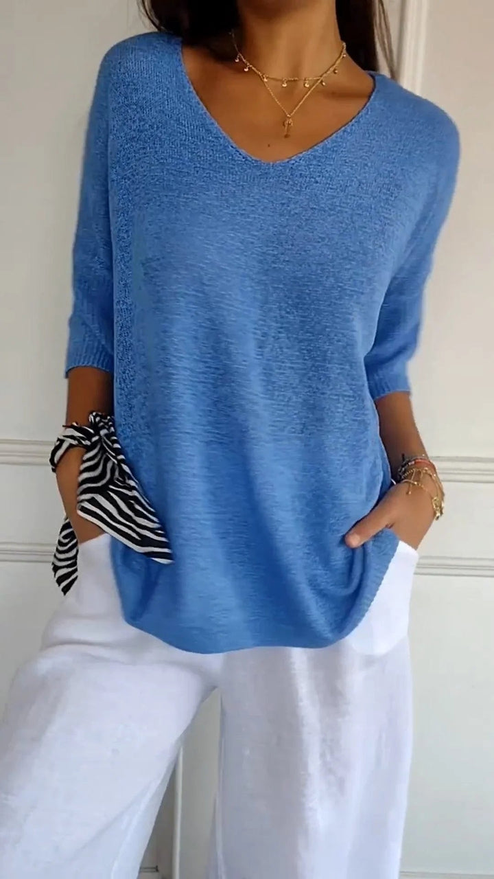 LUNA | Top de punto de color liso