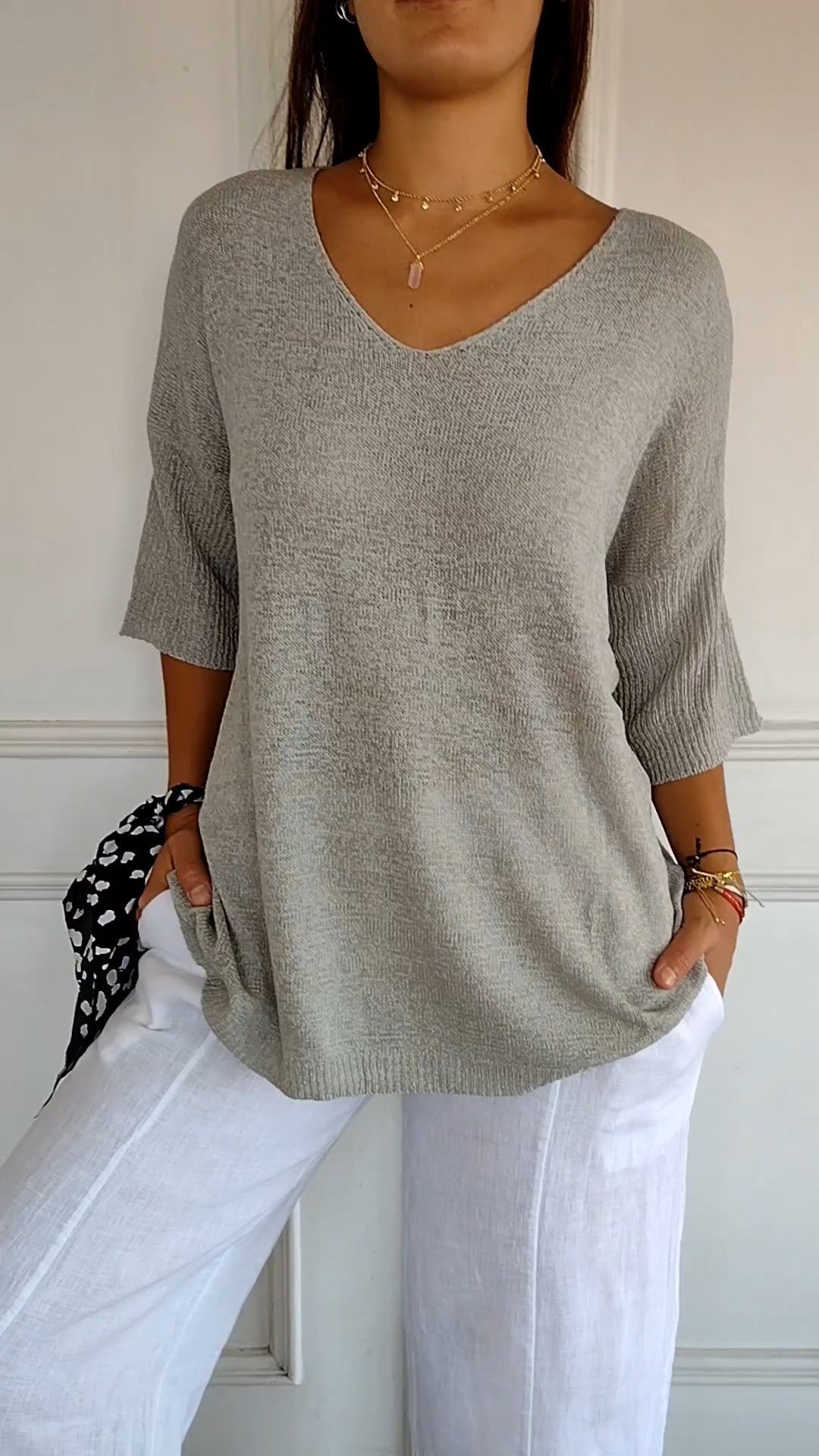 LUNA | Top de punto de color liso