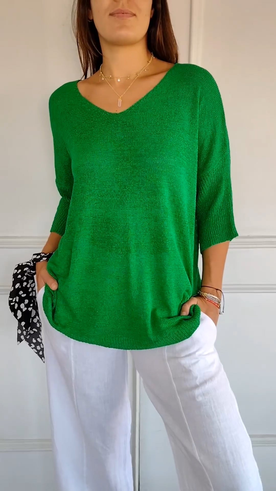 LUNA | Top de punto de color liso