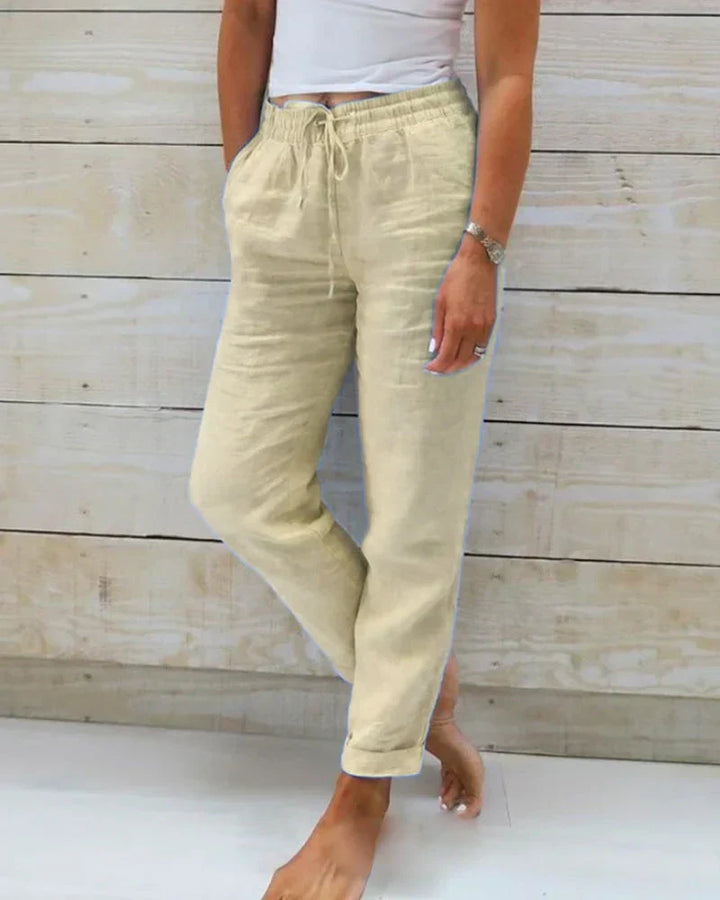 Hortensia | Pantalones de algodón y lino elásticos