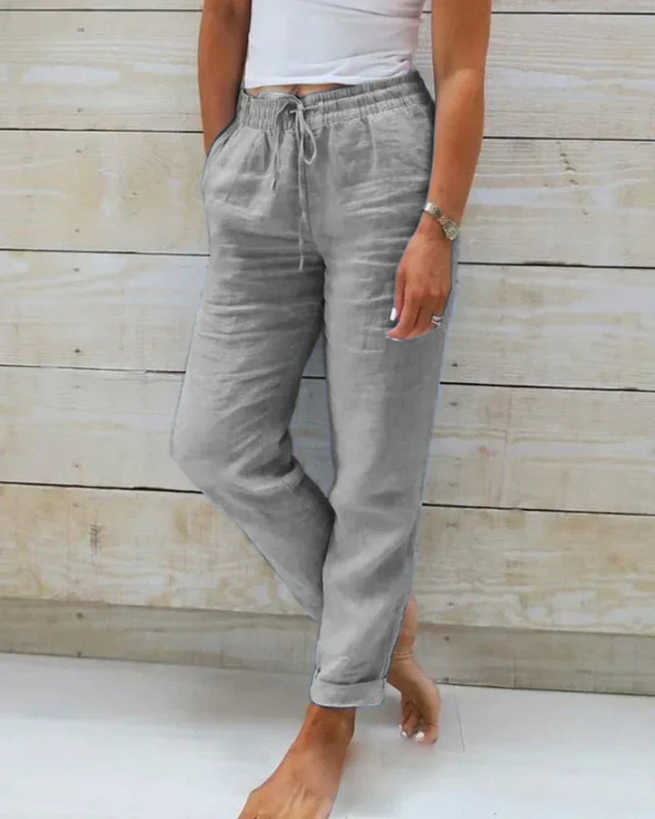 Hortensia | Pantalones de algodón y lino elásticos