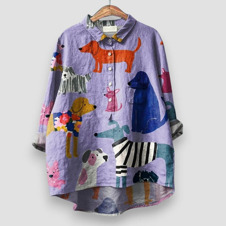 Kathrin | Camisa de mujer con estampado de perro