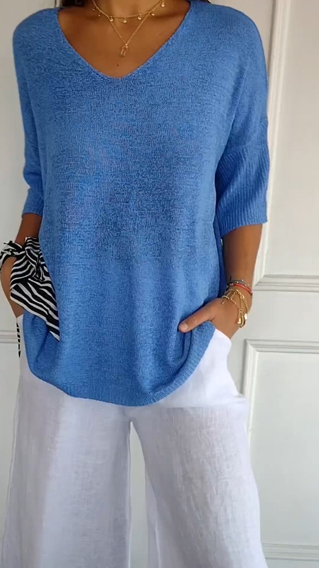 LUNA | Top de punto de color liso