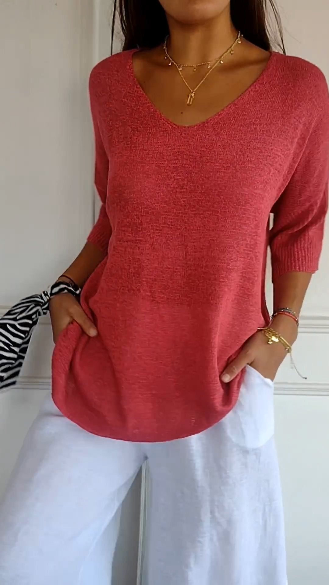 LUNA | Top de punto de color liso