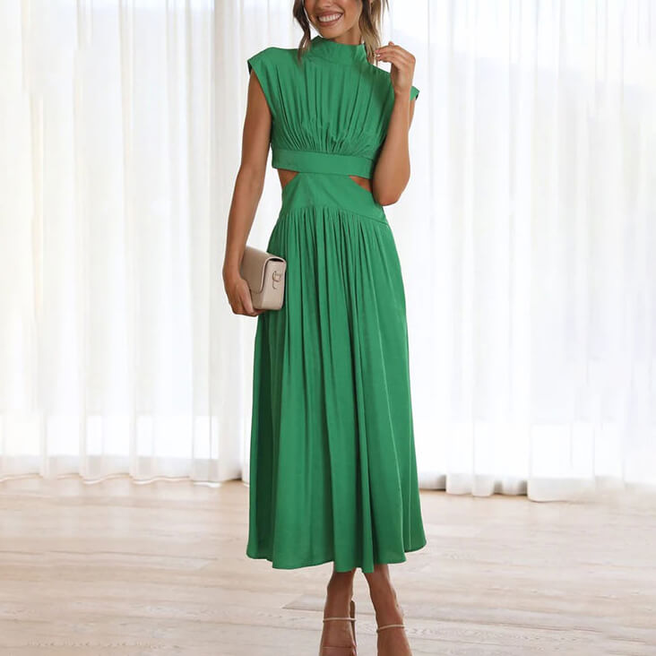 Celine | Vestido plisado con cuello halter