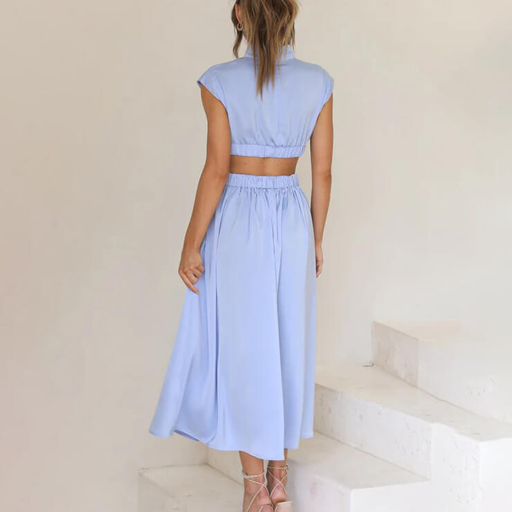 Celine | Vestido plisado con cuello halter