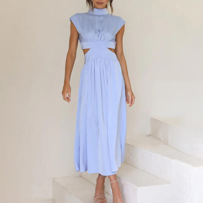 Celine | Vestido plisado con cuello halter